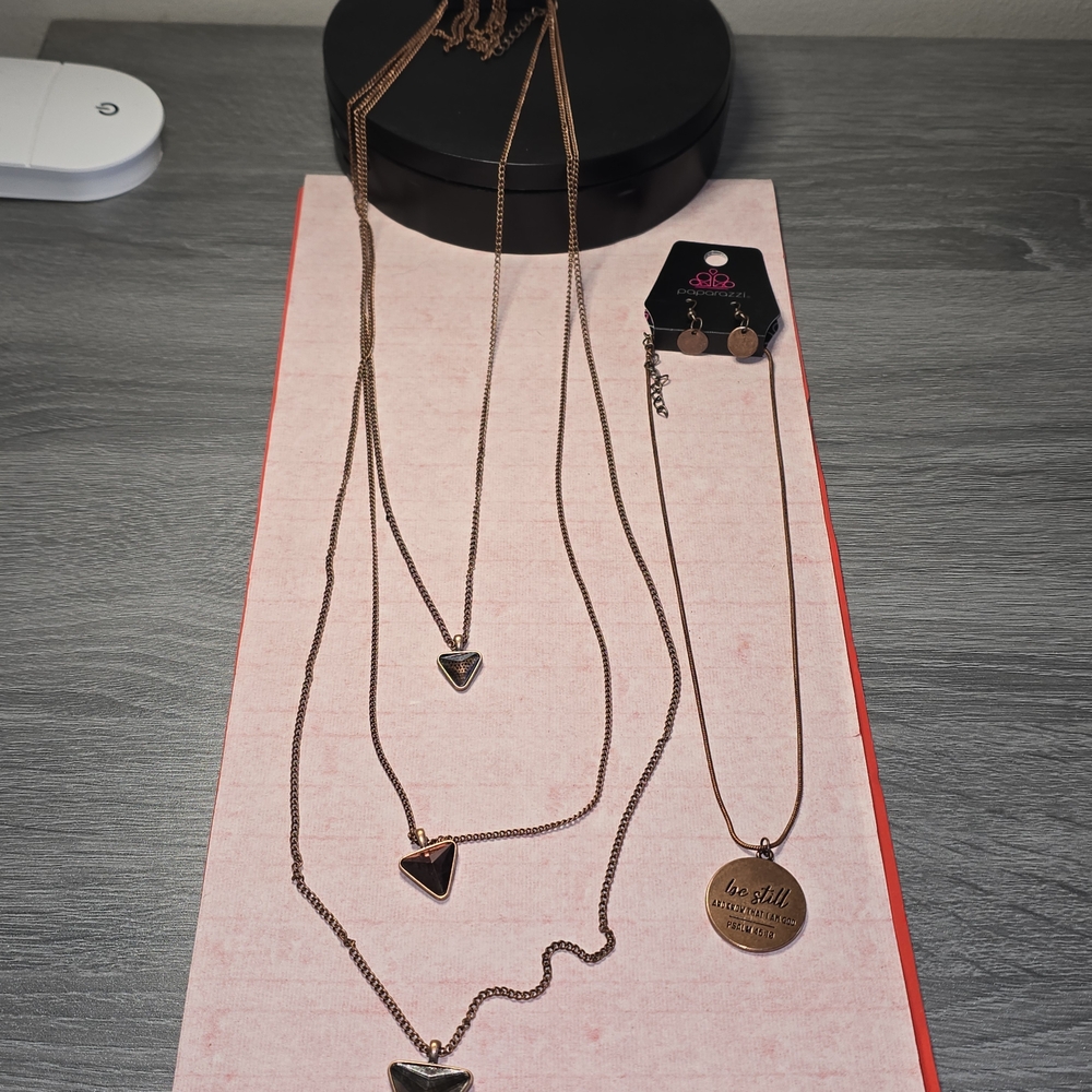 Paparazzi Copper Layered Necklace Set